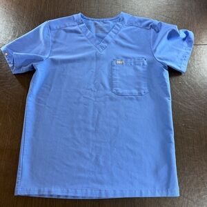 Figs Technical Collection Blue V-Neck Scrub Top with Double Pocket Sz S